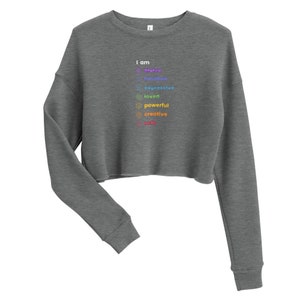 I AM Crop Sweatshirt, Chakra sweatshirt, Aligned, Yoga, Meditation, Spiritual gifts, Unsex, Motivational Gift, Spiritual tools