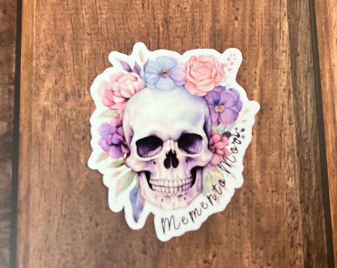 Memento Mori Floral Sticker I Remember Our Death Sticker I Catholic Sticker I Latin Sticker I Catholic Stickers I Floral Sticker
