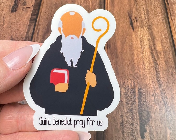 Saint Benedict Sticker I Catholic Sticker I St. Benedict Sticker I Simple Saint Ben I Catholic Stickers