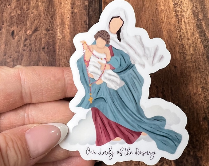 Our Lady of the Rosary Sticker I Rosary Sticker I Marian Sticker I Catholic Sticker I Mother Mary Sticker I Catholic Stickers I Ave Maria