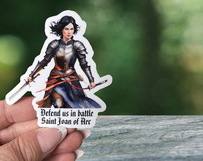Saint Joan of Arc Sticker I Defend Us in Battle Saint Joan of Arc I Saint Sticker I Catholic Sticker I Saint Sticker I Catholic Stickers