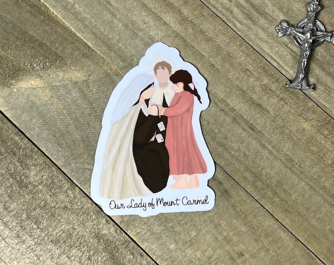 Our Lady of Mount Carmel Sticker I Mary Sticker I Marian Sticker I Catholic Sticker I Mother Mary Sticker I Brown Scapular Devotion