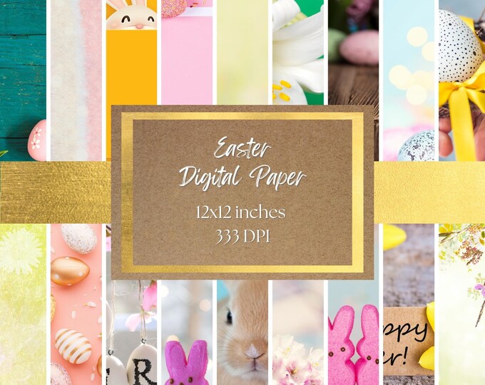Easter Bokeh Digital Paper and Background - Easter Colors Backgrounds, Bokeh and Sparkly Printable Digital Paper 333 DPI