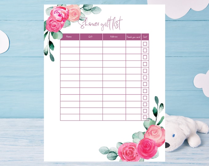 2022 Ultimate Baby Shower Thank You Gift List, Printable Baby Shower Gift Check List, Printable Gift Tacker, Planner, thank you list