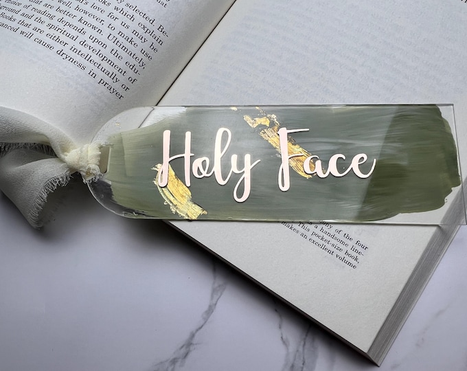 Holy Face Large Acrylic Bookmark I Acrylic Saint Foiled Bookmark I Jesus Devotion Bookmark I Hand Painted Bookmark