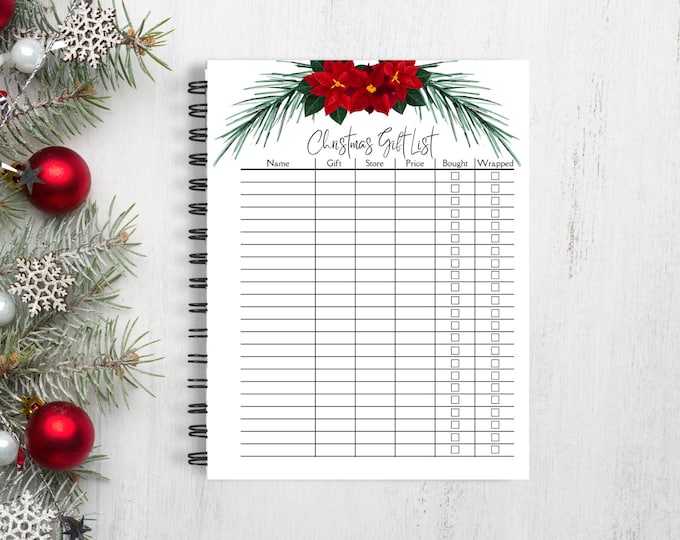 Ultimate Christmas Gift List, Printable Christmas Gift Check List, Printable Gift Tacker, Planner