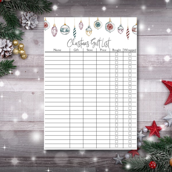 Liste de cadeaux de Noël ultime 2023, liste de contrôle de cadeaux de Noël imprimable, agrafeuse cadeau imprimable, agenda, liste de cadeaux de Noël, plan cadeau de Noël