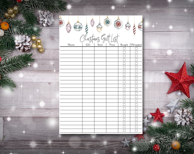 2025 Ultimate Christmas Gift List, Printable Christmas Gift Check List, Printable Gift Tacker, Planner, Christmas List, Christmas Gift Plan