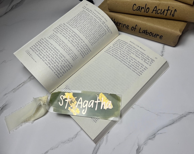 Saint Agatha Acrylic Bookmark I Acrylic Saint Foiled Bookmark I Saint Devotion Bookmark I Hand painted Bookmark