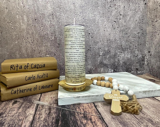 Padre Pio Prayer Skinny Tumbler I Stainless Steel 20 oz Skinny Tumbler I Catholic Tumbler I Religious Tumbler I Religious Tumbler for Her