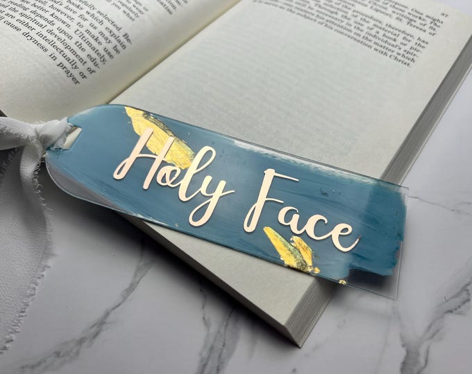Holy Face Large Acrylic Bookmark I Acrylic Saint Foiled Bookmark I Jesus Devotion Bookmark I Hand Painted Bookmark