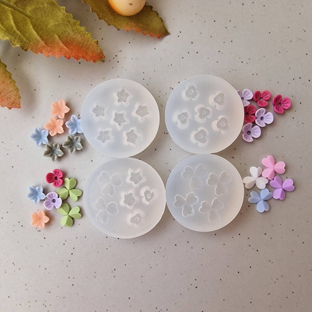 Mini 3D Flower Polymer Clay Mold, Flexible Silicone Mold, 3D Botanical
