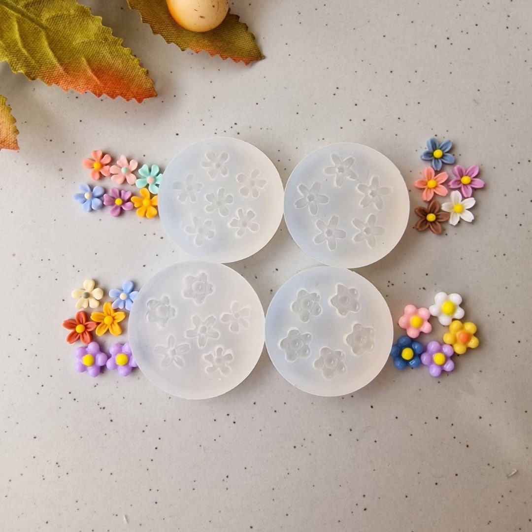 Mini 3D Flower Polymer Clay Mold, Flexible Silicone Mold, 3D Botanical