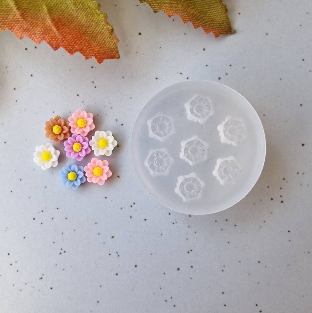 Mini 3D 6mm Flower Polymer Clay Mold, Flexible Silicone Mold, 3D Flower
