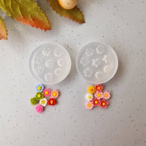 Mini molde de flor 3D de 6 mm em argila polimérica, molde flexível de silicone, molde de flor 3D, ferramentas para argila polimérica, molde botânico, molde de argila em miniatura