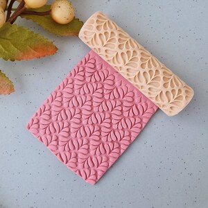 Leaves clay texture roller, botanical embosser roller clay, polymer clay texture roller, clay tools, pottery clay embossing, clay embosser