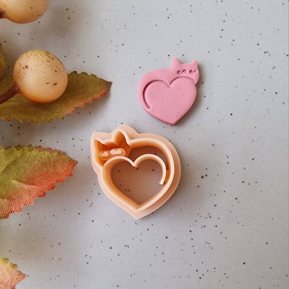 Heart Cat Clay Cutter, Valentines Clay Cutter, Polymer Clay Cutter