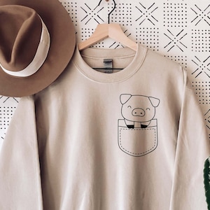 Cute Pig Pocket Sweatshirt, Pig In Pocket Sweater, Pig Sweatshirt, Pig Lover Shirt, Cute Animal Pocket Sweater, Graphic Sweater, Funny Tee