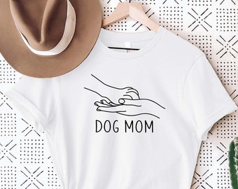 Dog Mom With Paw T-shirt, Paw And Hand Line Art, Dog Owner Shirt, Cute Dog Paw Tee, Graphic Tee, Animal Lover, Mothers Day Gift For Dog Mom