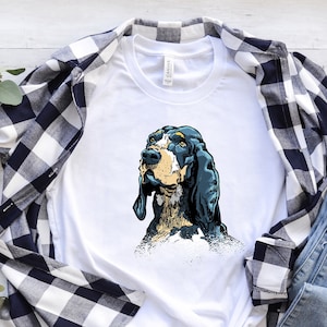 Coonhound T-Shirt, Rainbow Coonhound Art Shirt, Dog Mom Shirt, Dog Lover Tee, Coonhound Mom Gift, Dog Mom Gift, Dog Lover Gift, Puppy Gift