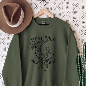 Stay Wild Moon Child Sweatshirt, Moon Sweatshirt, Moon And Sun Sweatshirt, Bohemian Sweater, Spiritual Sweater, Astrology Shirt, Space Shirt