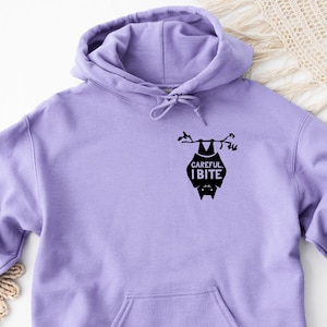 Careful I Bite Hoodie, Bat Hoodie, Bat Halloween Hoodie, Pumpkin Season Hoodie, Spooky Hoodie, Spooky Art Hoodie, Line Art Hoodie