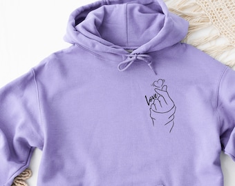 Finger Heart Hoodie, Love Hoodie, Love Yourself Hoodie, K-Pop Hoodie, K-Drama Hoodie, Korean Finger Hoodie, BTS Hoodie