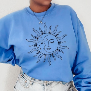 Sun Moon Yin Yang Sweatshirt, Yin Yang Sweatshirt, Mystical Sun And Moon Sweatshirt, Celestial Sweatshirt, Moon Phases Sweatshirt