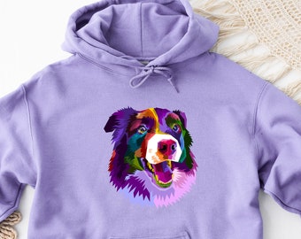 Border Collie Hoodie, Border Collie Art Hoodie, Dog Mom Hoodie, Dog Lover Hoodie, Border Collie Mom Gift, Dog Mom Gift, Dog Lover Gift