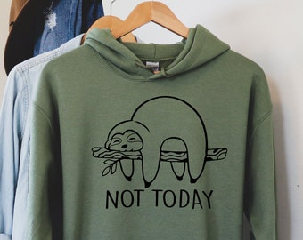 Not Today Hoodie, Sloth Hoodie, Sloth Lover Hoodie, Cute Sloth Hoodie, Lazy Sloth Hoodie, Animal Lover Hoodie, Funny Animal Shirt