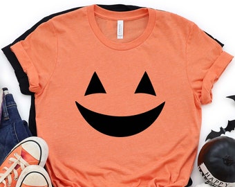 Halloween Pumpkin Shirt, Funny Cute Pumpkin Halloween Fall T Shirt For Girls, Boys & Women, Halloween Shirt, Halloween Girl Shirt, Funny Tee