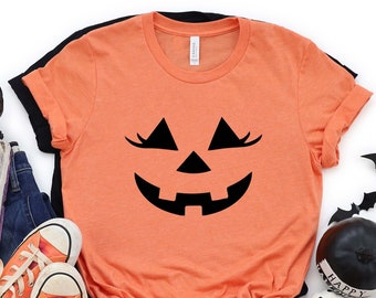 Halloween Pumpkin Shirt, Funny Cute Pumpkin Halloween Fall T Shirt For Girls, Boys & Women, Halloween Shirt, Halloween Girl Shirt, Funny Tee