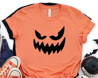 Halloween Pumpkin Shirt, Funny Cute Pumpkin Halloween Fall T Shirt For Girls, Boys & Women, Halloween Shirt, Halloween Scary Shirt, Funny T