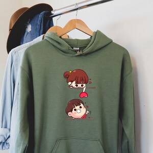 Cartoon Love Hoodie, Couple Hoodie, Cartoon Hoodie, Heart Hoodie, Valentine's Day Hoodie, Valentine Day's Gift, Couple Gift, Lover Gift