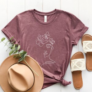 Butterfly Woman Face Shirt, Butterfly Line Art Shirt, Face Line Shirt, Plant Woman, Graphic Tee, Minimalist Shirt, Line Art Tee