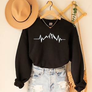 Mountains Heartbeat Sweatshirt, Hiking Sweatshirt, Outdoorsy Sweatshirt, Adventure Sweatshirt, Nature Lover Sweatshirt, Mountains Lover Gift