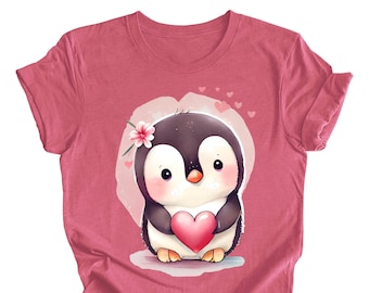 Penguin T-Shirt, Penguin Lover Shirt, Cute Animal Shirt, Cute Penguin Shirt, Animal Lover Gift, Valentine Days Gift, Penguin Lover Gift