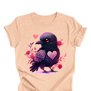 Raven T-Shirt, Bird Lover Shirt, Heart Shirt, Cute Animal Shirt, Valentine's Day Shirt, Valentine Day's Gift, Raven Gift, Bird Lover Gift