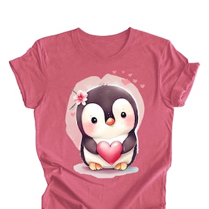 Penguin T-Shirt, Penguin Lover Shirt, Cute Animal Shirt, Cute Penguin Shirt, Animal Lover Gift, Valentine Days Gift, Penguin Lover Gift