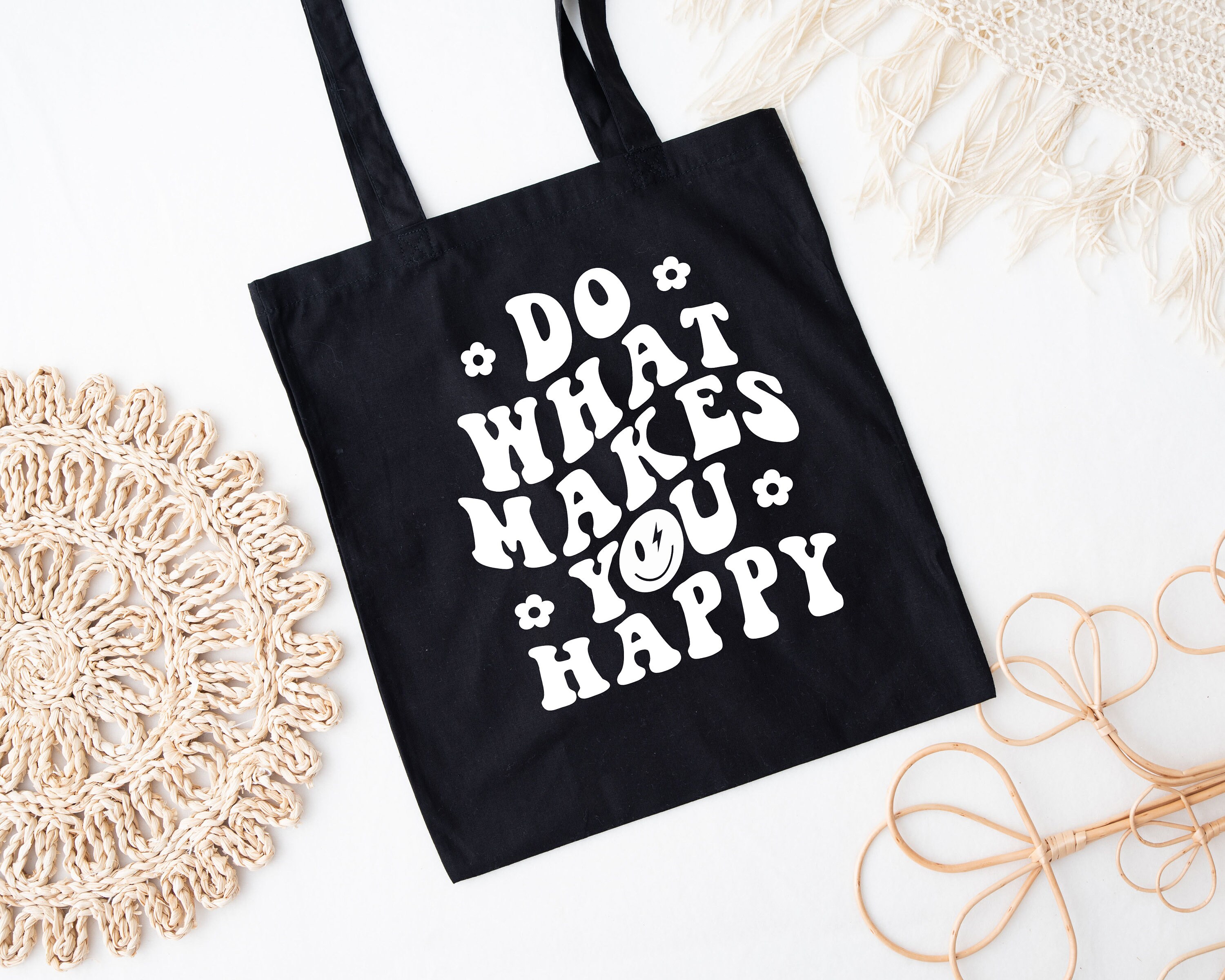 Do What Makes You Happy Tote Bag, Positive Quotes Tote Bag, Cotton Tote Bag,  Trending Tote Bag, Aesthetic Tote Bag, Custom Tote Bag - Etsy