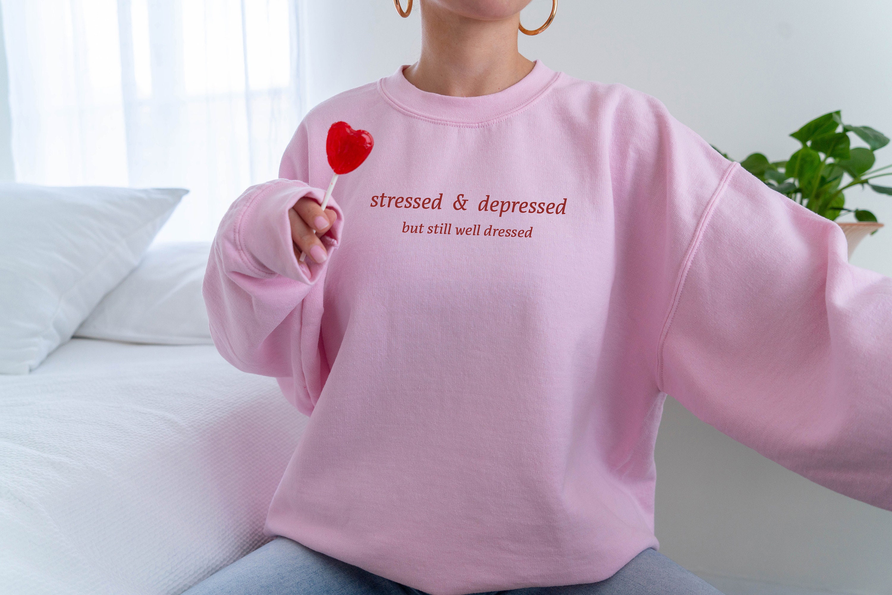Stressed Depressed Well Dressed Sweatshirt Fashion - Etsy