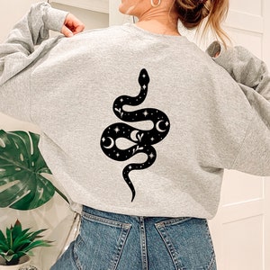 Celestial Snake Sweatshirt, Ophiuchus Sweatshirt, Snake Sweater, Moon Sweater, Celestial Sweatshirt, Reptile Sweatshirt, Cute Snake Sweater