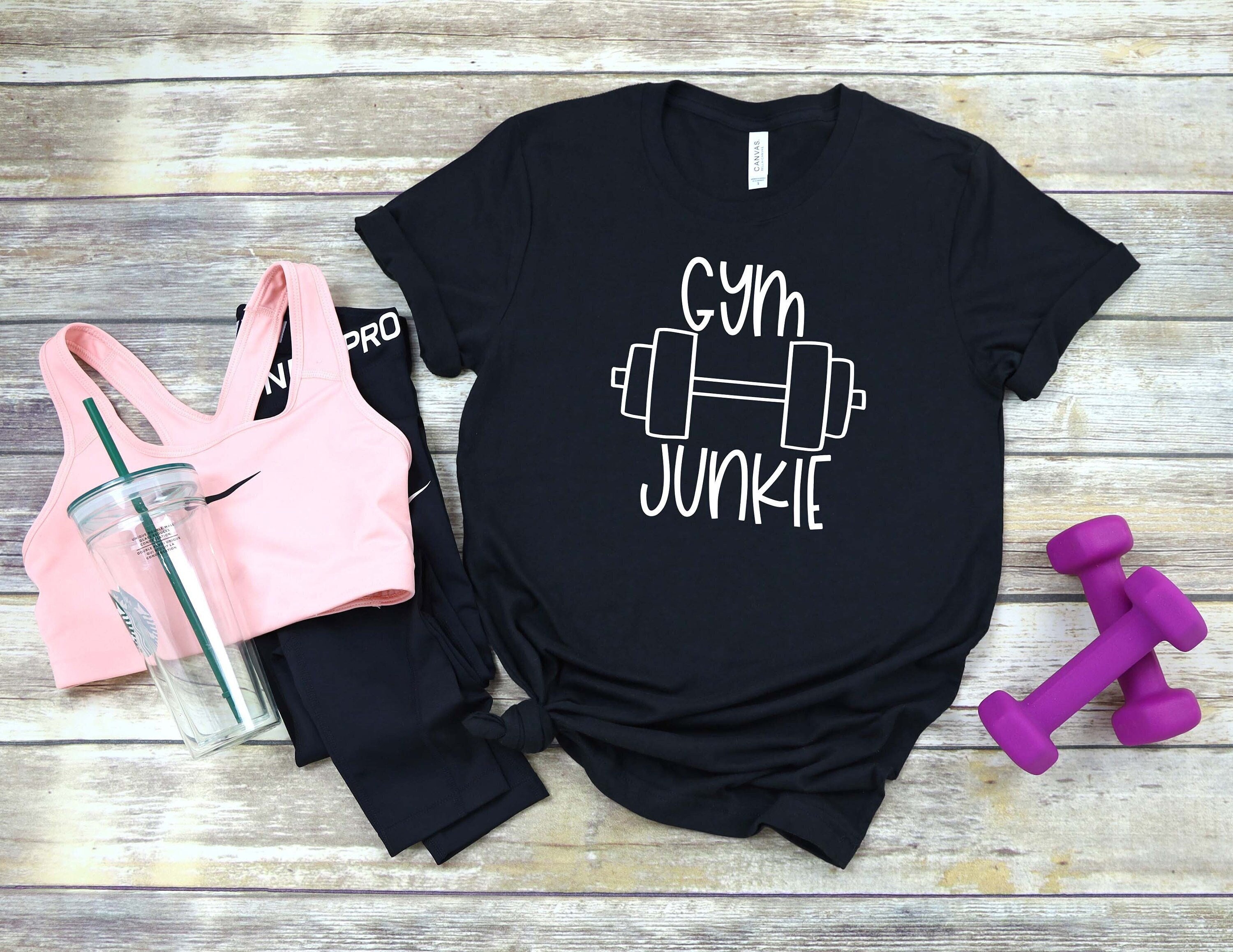 Gym Junkie, Workout Shirt for Women, Muscle Tee, Funny Gym Shirts,  Motivational Shirt, Fitness Shirt, Cute Fitness Funny Workout Shirt 