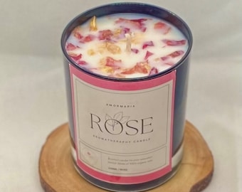 Bougie parfumée à la rose, bougie à la cire de soja