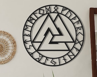 Viking Metal Wall Art: Norse Mythology, Odin Symbol Decor