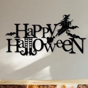 Metalen Halloween-muurbord: heksdecor, buitenhuisornament