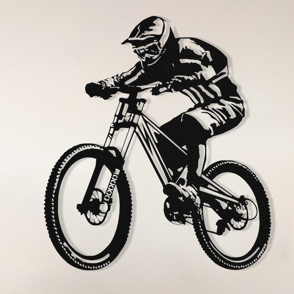 Metal Mountain Bike Wall Art: Modern Garage Decor, Father's Day Gift