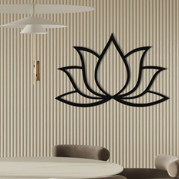 Lotus Flower Metal Wall Art, Lotus Silver Color Wall Decor, Bohemian Lotus Wall Art, Gold Lotus Decor, Black Lotus Sign Wall Art, Flower Art