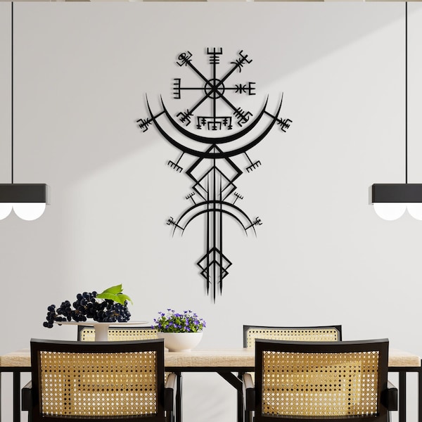 Vegvisir Metal Wall Art, Viking Metal Decor, Runic Wall Decor, Nordic Mythology Art, Metal Wall Decor, Metal Wall Hangings, Gifts For Him