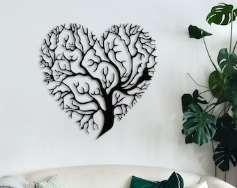 Abstract Heart Metal Tree Art, Metal Wall Art, Metal Wall Decor, Metal Wall Sculpture, Modern Wall Art, Valentines Day Gift, Gift For Her